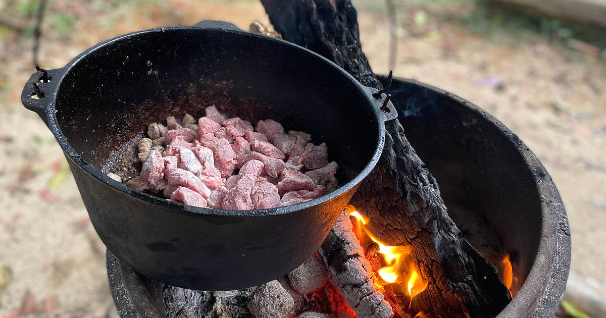 Cooking on fire tropical at Woopen Creek